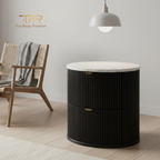 Solid Acacia 2 Drawers Terrazzo Bedside Table with Oval Shaped - Razzo