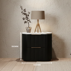 Solid Acacia 2 Drawers Terrazzo Bedside Table with Pill Shaped - Aura