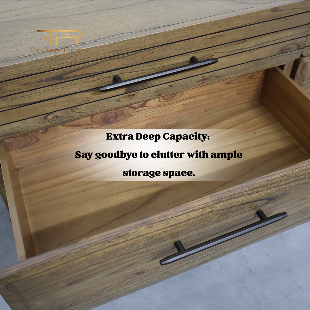 Solid Mindi Wood Dressing Table – 4 Drawers & Storage Compartments | Motala