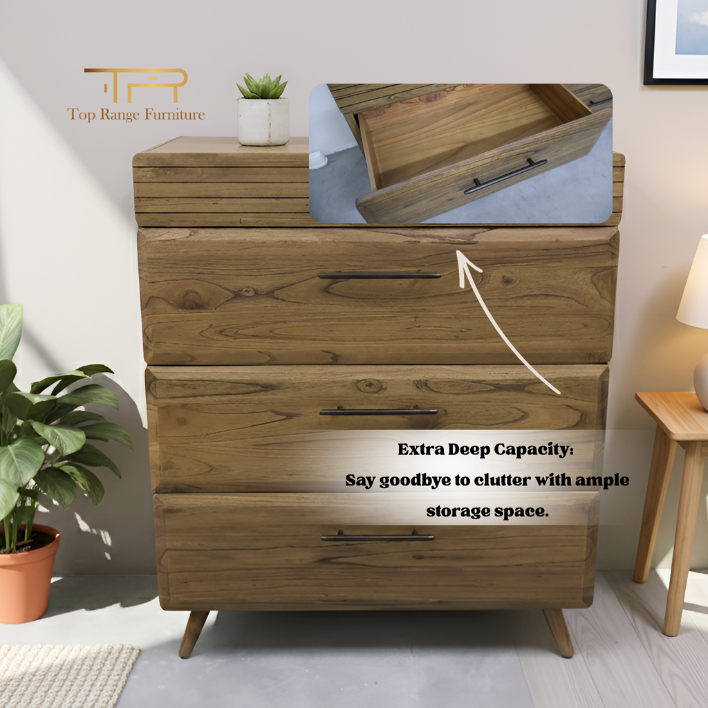 Solid Mindi Wood Tallboy with Storage Compartments | Motala