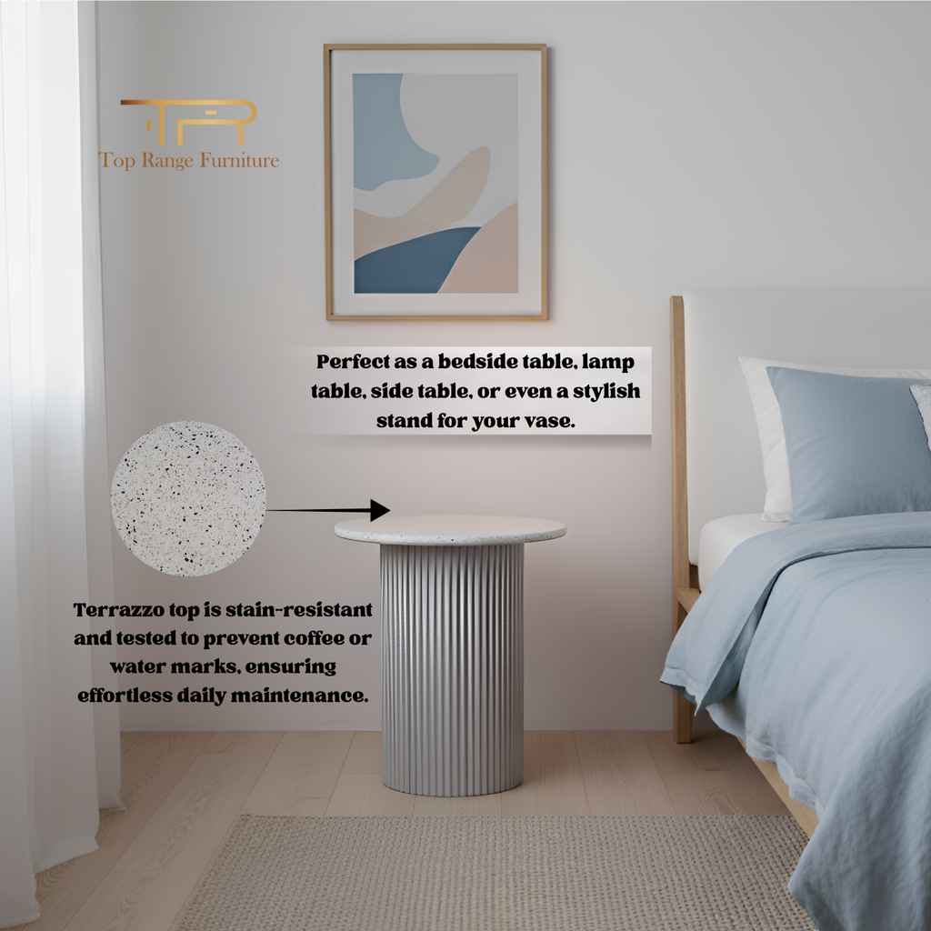 Solid Acacia Wood Nightstand with Terrazzo Top (1st Version)