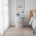 Solid Acacia Wood Bedside Table with Terrazzo Top and 2 Drawers