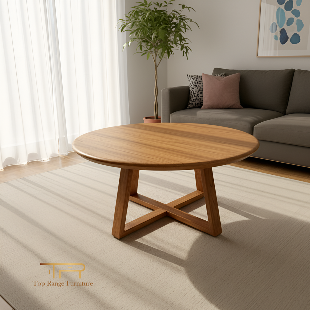 Solid Mindi Wood Round Coffee and Accent Table