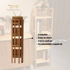 100% Solid Rubber Wood 4 Tier Foldable Bookcase Multi Purpose Shelf