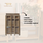 100% Solid Rubber Wood 3 Tier Foldable Wide Bookcase Multi Purpose Shelf