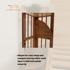 100% Solid Rubber Wood 3 Tier Foldable Corner Bookcase Multi Purpose Shelf