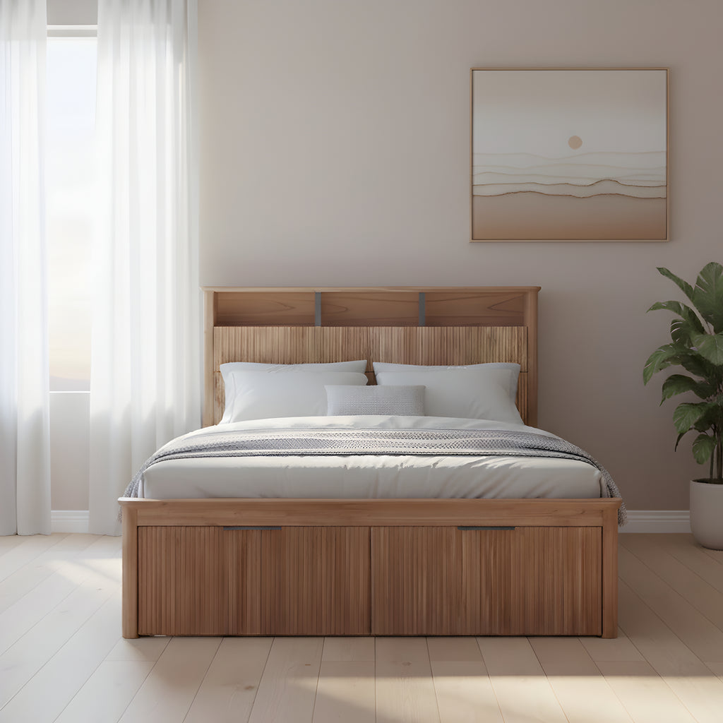 Kea | Queen Bed Frame with Headboard & Built-in Storage