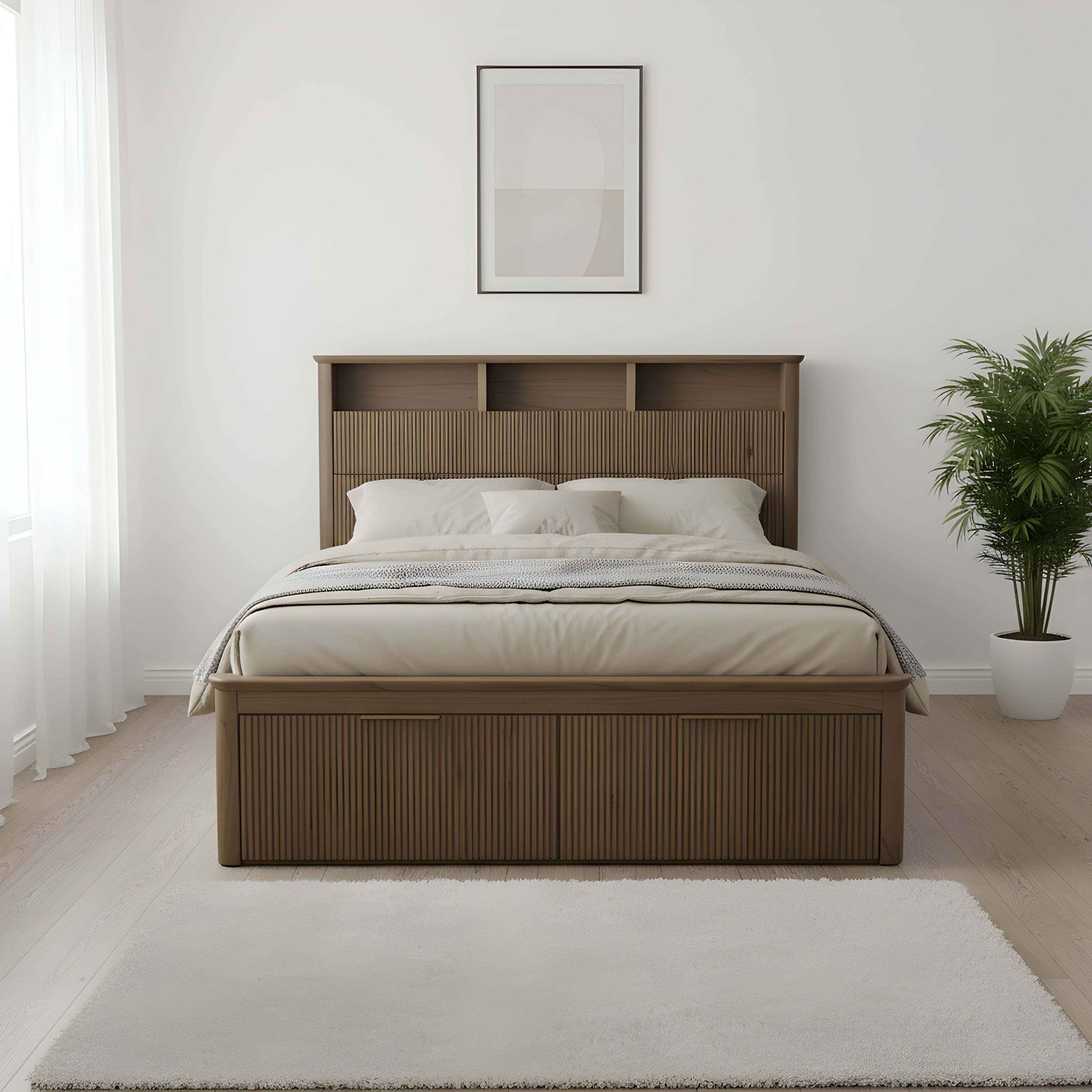 Kea | King Bed Frame with Headboard + Built-in Storage