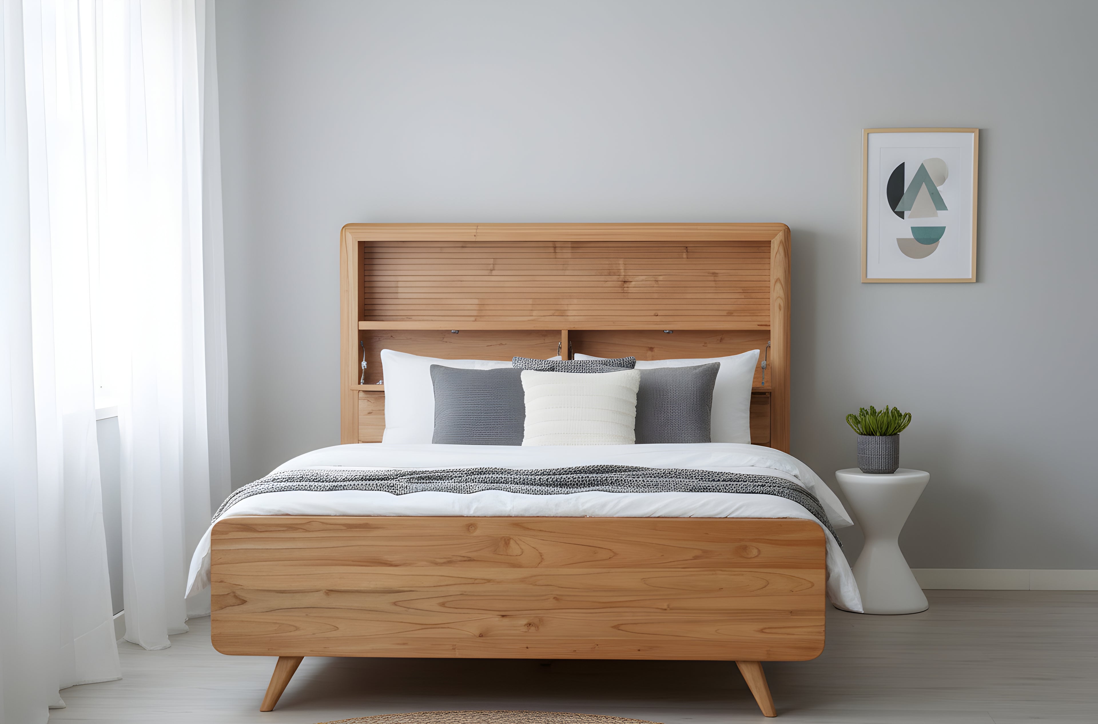 Maison | King Bed Frame with Headboard Built-in Storage
