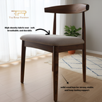 Solid Mindi Wood Upholstered Chair with Wooden Backrest