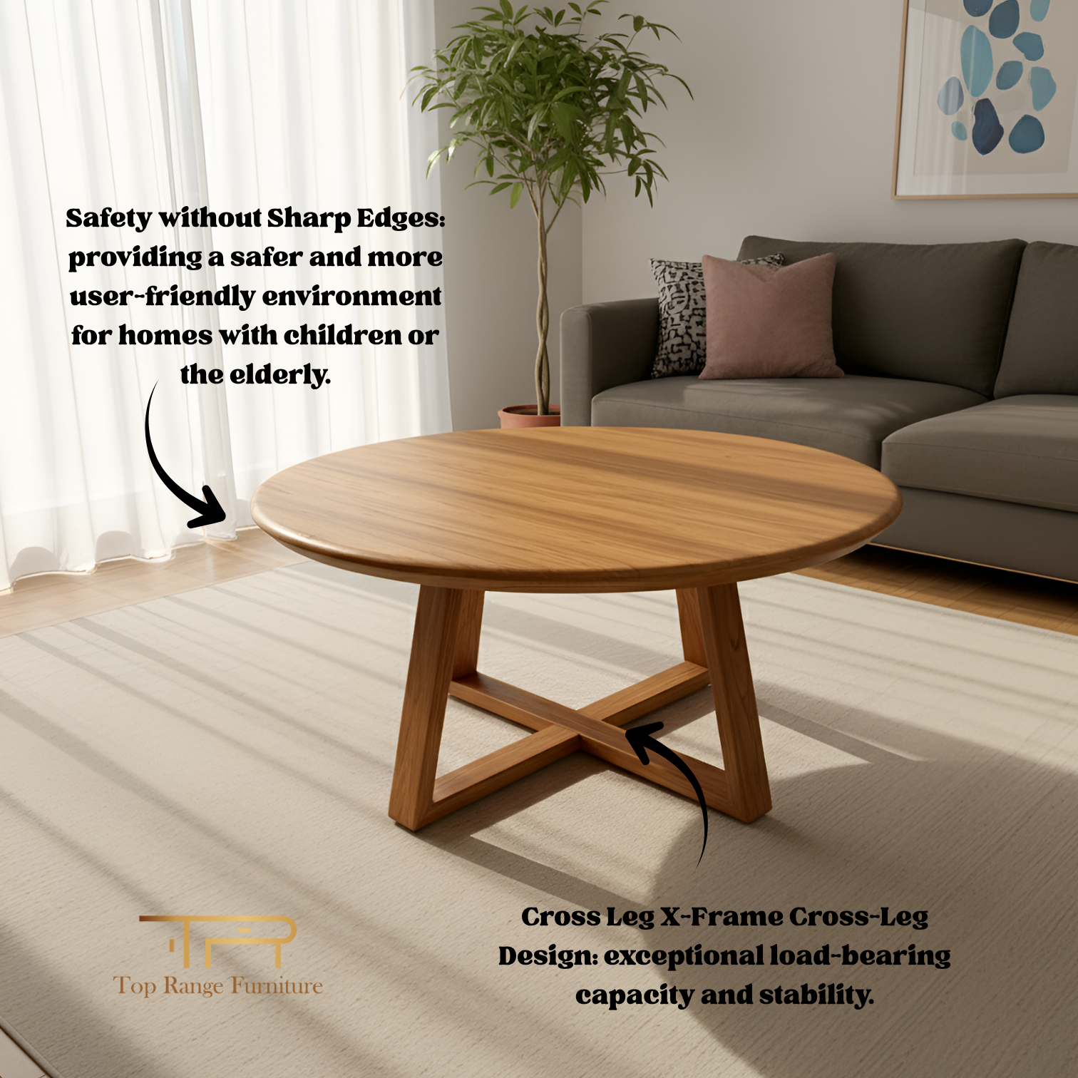Solid Mindi Wood Round Coffee and Accent Table