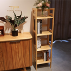 100% Solid Rubber Wood 4 Tier Foldable Bookcase Multi Purpose Shelf