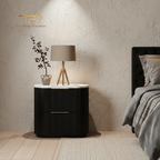 Solid Acacia 2 Drawers Terrazzo Bedside Table with Pill Shaped - Aura