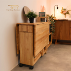 Solid Rubber Wood Foldable Table Dining Set with 4 Chairs - Space-Saving Dining Set