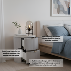 Solid Acacia Wood Bedside Table with Terrazzo Top and 2 Drawers