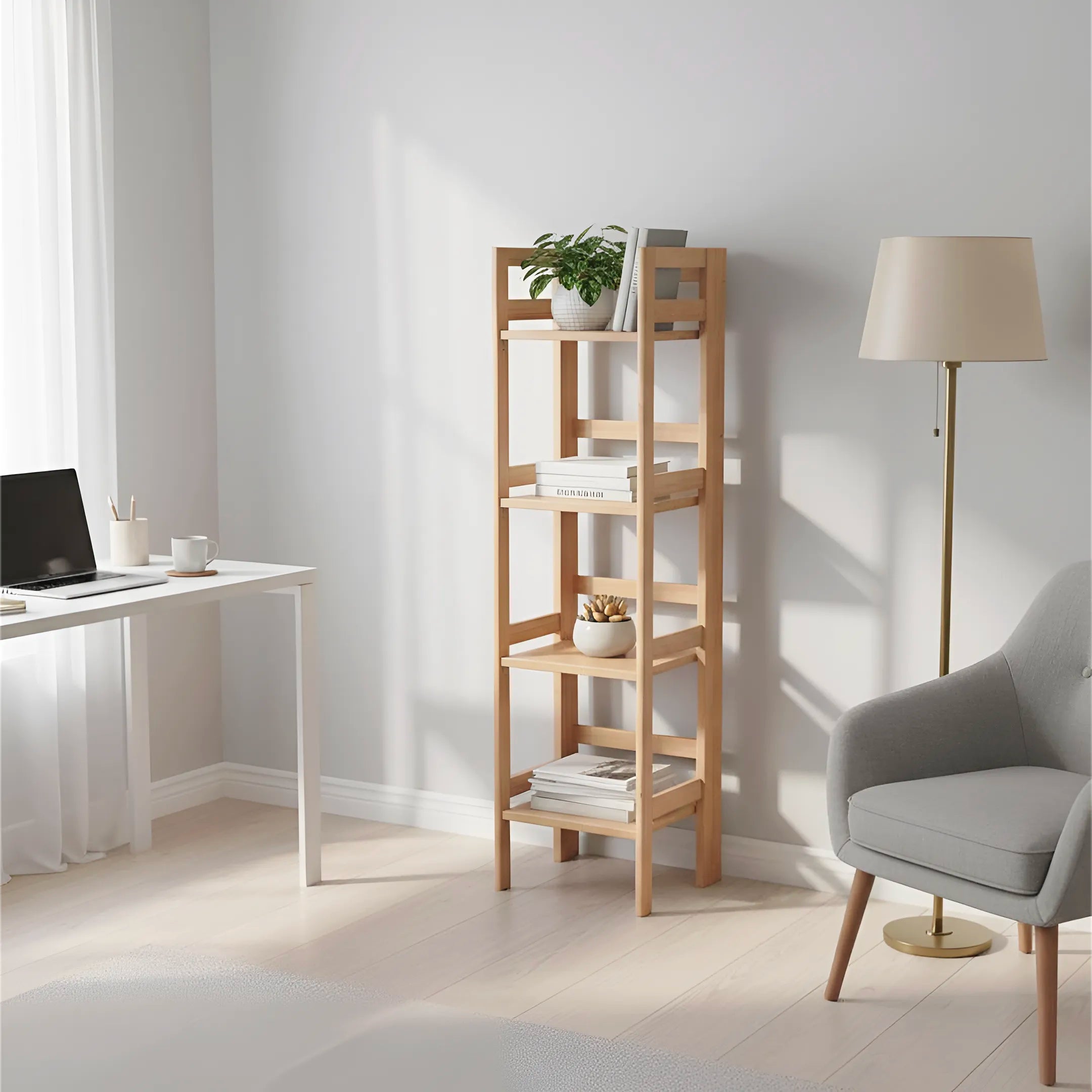 4 Tier Folding Tall Bookcase