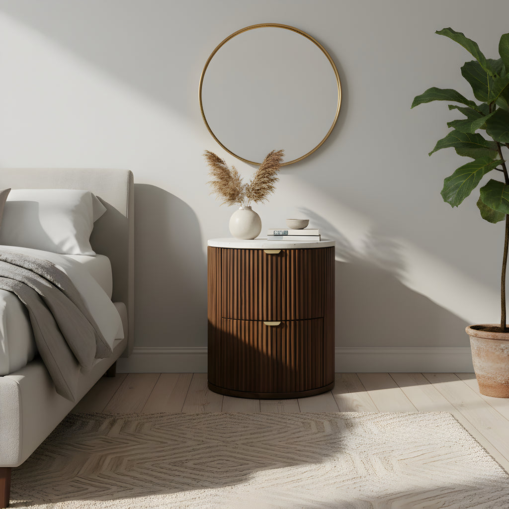 Kea | Bedside Table with Terrazzo Top with 2 Drawers
