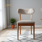 Solid Mindi Wood Upholstered Dining Chair with Padded Backrest