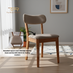 Solid Mindi Wood Upholstered Dining Chair with Padded Backrest