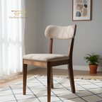 Solid Mindi Wood Upholstered Dining Chair with Padded Backrest