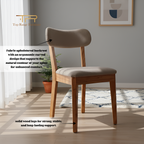 Solid Mindi Wood Upholstered Dining Chair with Padded Backrest