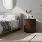 Kea | Bedside Table with Hidden Drawers & Ribbed Design