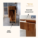 Solid Rubber Wood Foldable Table Dining Set with 4 Chairs - Space-Saving Dining Set