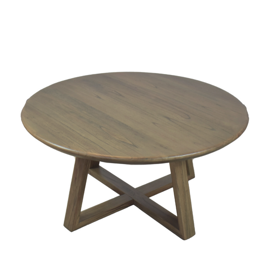 kea coffee table front angle – solid wood with X-shaped legs