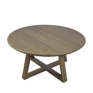 kea coffee table front angle – solid wood with X-shaped legs