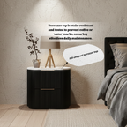 Solid Acacia 2 Drawers Terrazzo Bedside Table with Pill Shaped - Aura